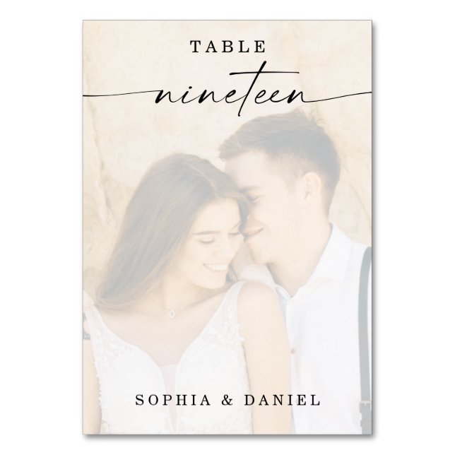 Élégant Script Photo Mariage Numéro de table Dix-n (Par défaut)