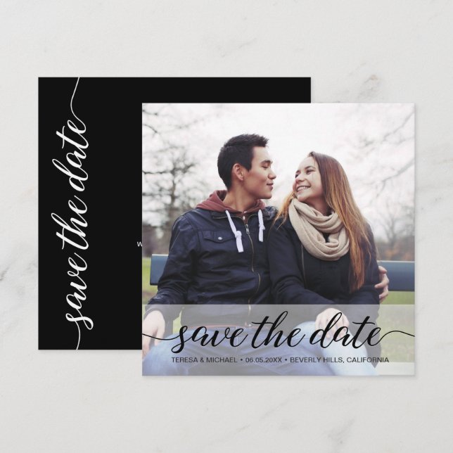 Elegant Script Photo QR code site mariage (Devant / Derrière)