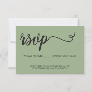 Élégant Script RSVP sièges réservés mariage vert