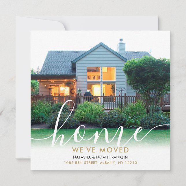 Élégant Script Script Nouveau Home Photo Faire-par (Devant)