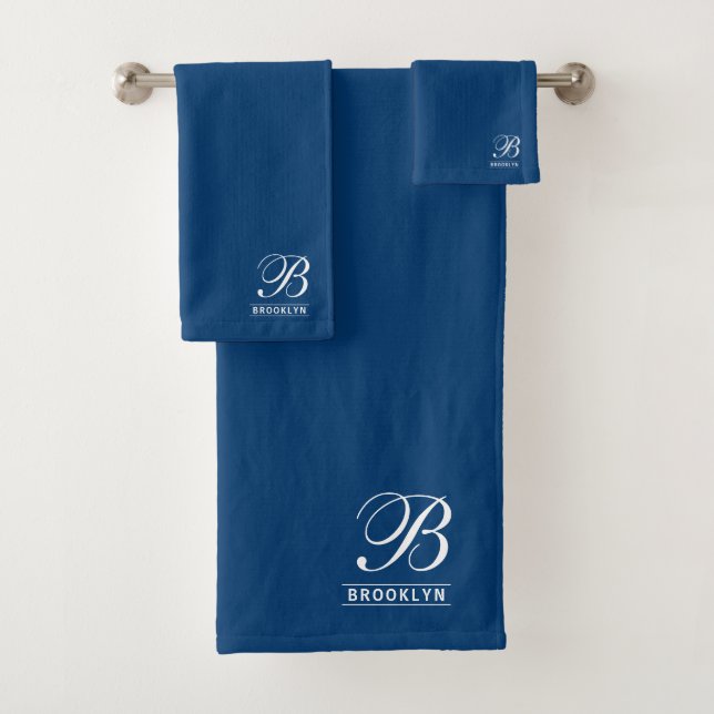 Élégant Script Serif Monogram Navy Blue (En situation)