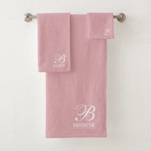 Élégant Script Serif Monogramme rose