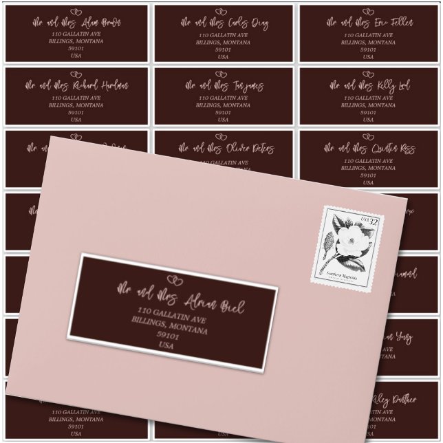 Élégant Script Sienna Mariage Étiquette de adresse (Elegant Script Sienna Wedding Guest Address Label)