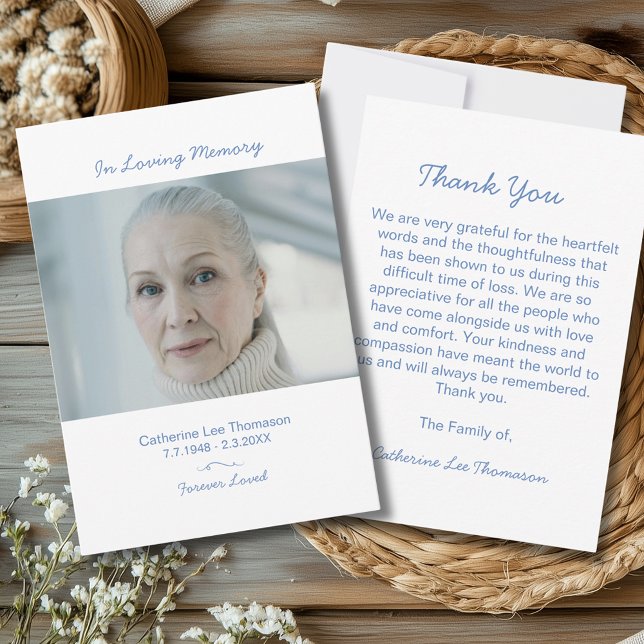 Elegant Script Simple Funeral Photo Thank You Card (Elegant Script Simple Funeral Photo Thank You Card
)