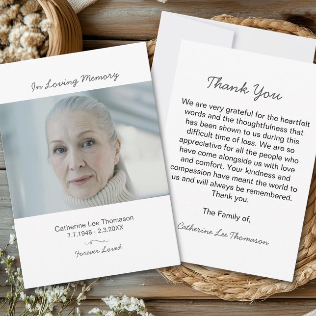 Elegant Script Simple Funeral Photo Thank You Card (Elegant Script Simple Funeral Photo Thank You Card
)