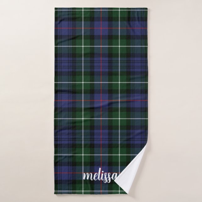 Élégant Script Tartan Rustique Personnalisé (Serviette de bain)