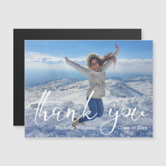 elegant script thank you graduation photo magnet