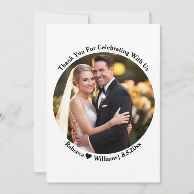 Elégant Script typographie merci photo mariage (Devant)