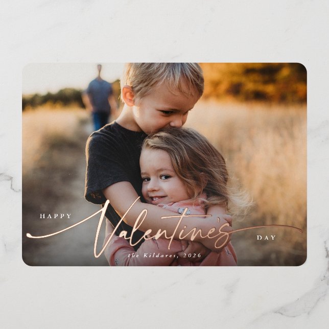 Élégant Script Valentines Jour Carte photo huile (Recto)