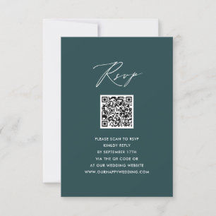 Élégant Script Vert moderne Simple QR Wedding RSVP