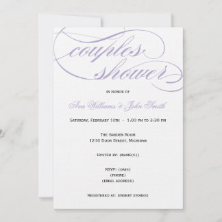 Élégant script violet Couples Shower Invitation
