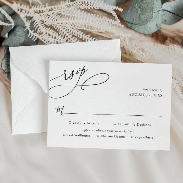 Elégant Script Wedding Rsvp avec la carte d'option (Créateur téléchargé)