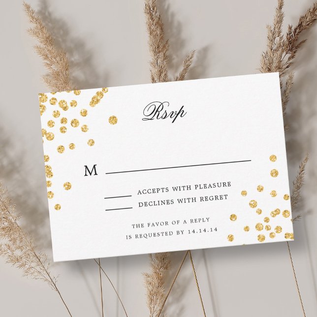 Elégant Script Wedding RSVP Gold Parties scintilla (Elegant Script Wedding RSVP Gold Glitter Confetti )