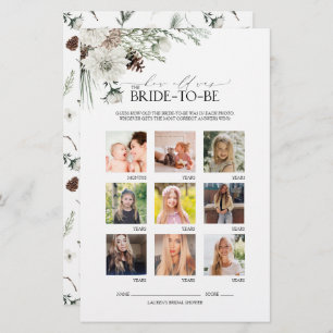 Élégant Script Winter Floral Fête des mariées Jeu