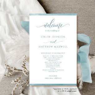Elegant Sea Glass Watercolor Frame Wedding Program
