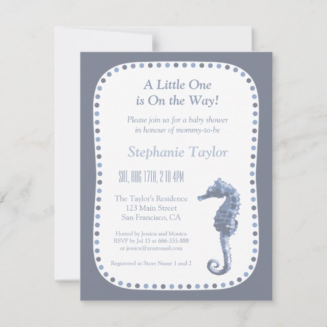Elégant Seahorse Ocean Baby Shower Invitations (Devant)