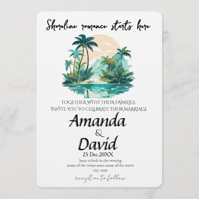 Elegant Seaside Beach Wedding Invitation (Devant)