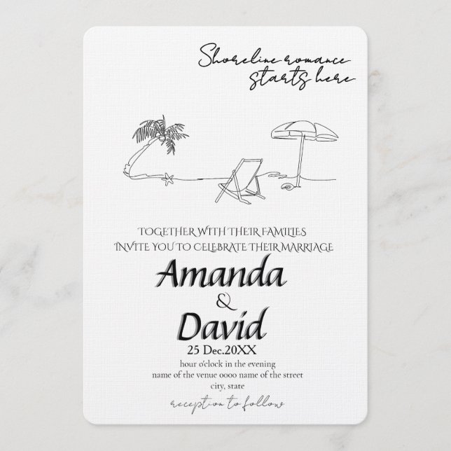 Elegant Seaside Beach Wedding Invitation (Devant)