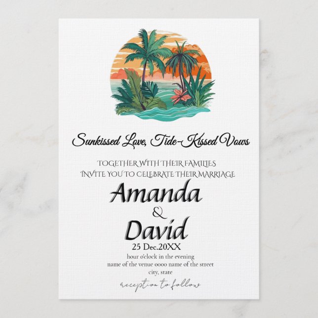 Elegant Seaside Beach Wedding Invitation (Devant)