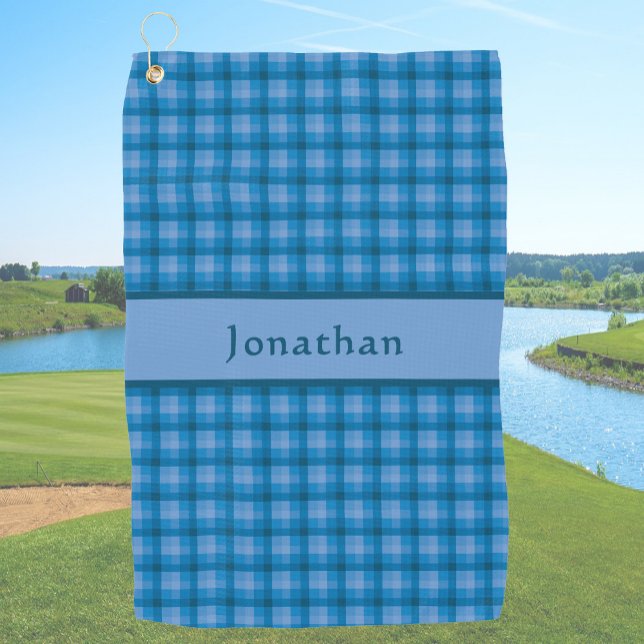 Élegant serviette de golf à carreaux bleu sarcelle (Créateur téléchargé)