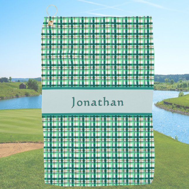 Élegant serviette de golf à carreaux vert sarcelle (Créateur téléchargé)