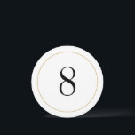 Elégant Shimmer Gold Circle Table Numéro 8 Carte<br><div class="desc">Numéro de table noir et blanc classique sur votre choix de papier avec cercle découpé et bordure en faux or. Plusieurs types de papier,  carré ou angles arrondis sont également disponibles.</div>