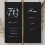 Elégant Silver Black 70th Birthday Programme Menu<br><div class="desc">Design élégant "Programme de fête d'anniversaire" avec une typographie de script sophistiquée avec du texte personnalisé.</div>