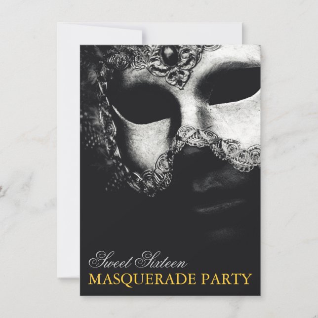 Elégant Silver Gold Sweet 16 Masquerade Invitation (Devant)
