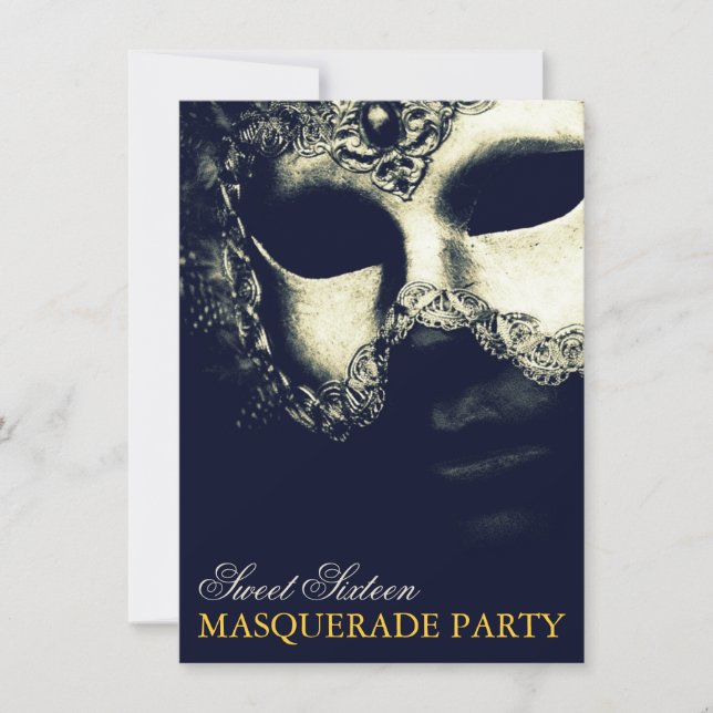 Elégant Silver Gold Sweet 16 Masquerade Invitation (Devant)