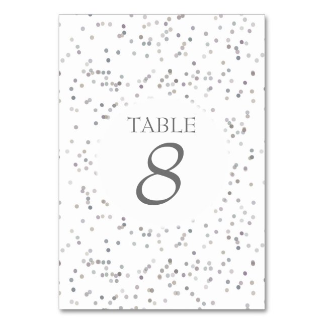 Elégant Silver Stardust Confetti Numéro de table (Dos)