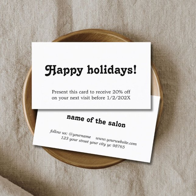 Elegant Simple Black White Bold Holiday Coupon (Créateur téléchargé)