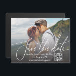élégant simple code qr photo enregistrer la date a<br><div class="desc">élégant simple code qr couple photo enregistrer la date aimant</div>