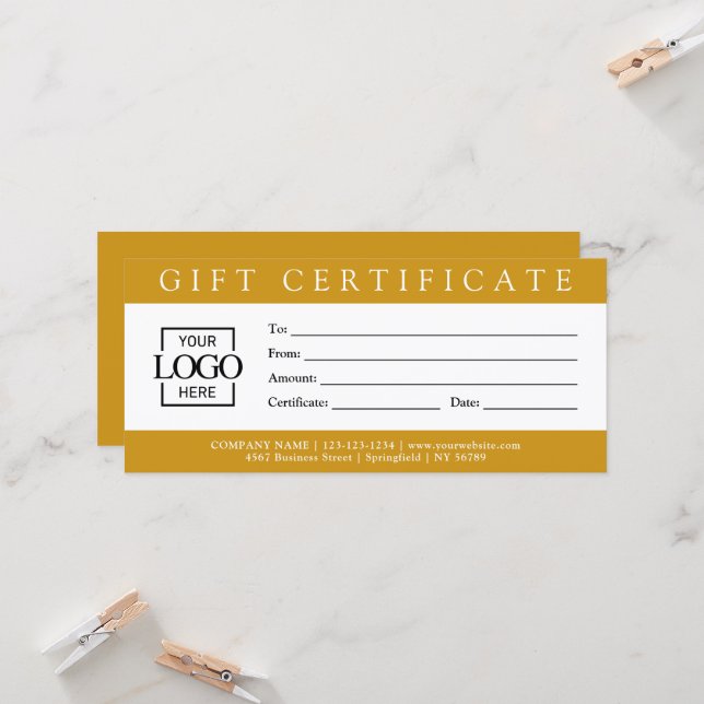 Elegant Simple Custom Business Gift Certificate wi (Devant/Arrière en situation)