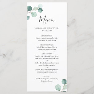 Elégant Simple Eucalyptus Menu Mariage