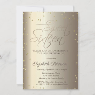 Élégant Simple Or Diamonds Sweet 16 Invitation