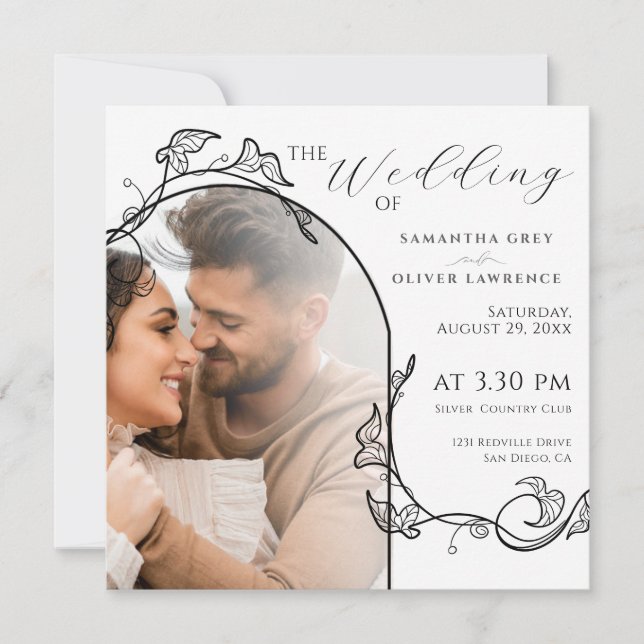Elegant Simple Photo Wedding Invitation (Devant)