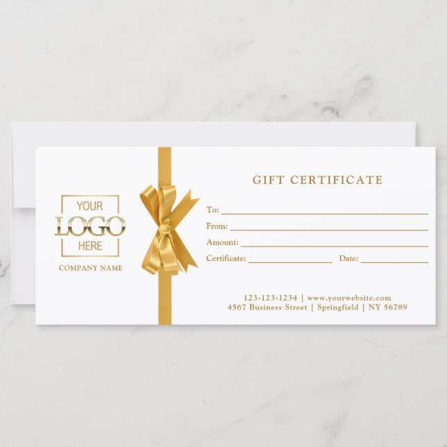 Elegant Simple White Business Gift Certificate (Devant)