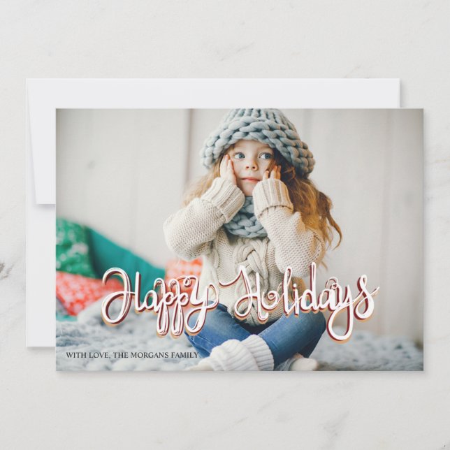Élégant Snowflakes Gold Happy Holidays Photo (Devant)