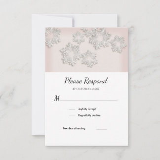Élégant Snowflakes Winter Wedding RSVP Flat Card