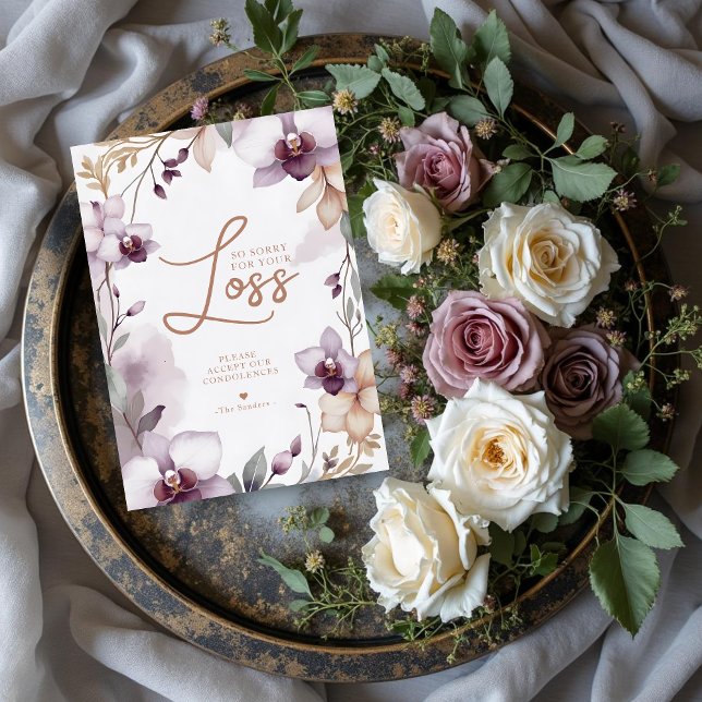 Elegant Soft Colors Floral Orchids Frame Sympathy  (Elegant Soft Colors Floral Orchids Frame Sympathy Card Design.)