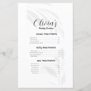 Elegant Soft White Beauty Services Tarifs