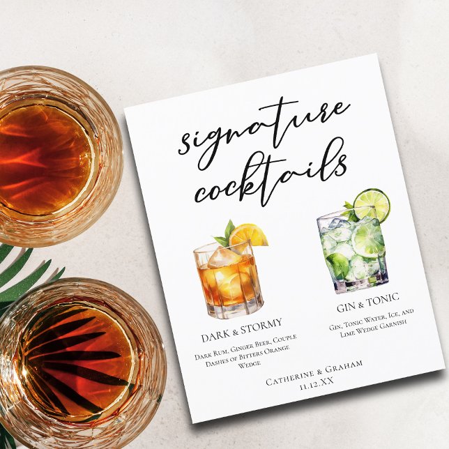 Elégant soir Signature Cocktails Menu Mariage (Créateur téléchargé)