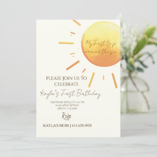 Elégant Soleil Jaune Céleste Invitation de Naissan