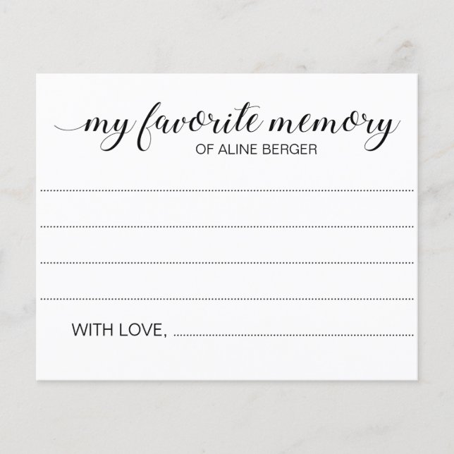 Elégant souvenir préféré de l'amour une carte funé (Devant)