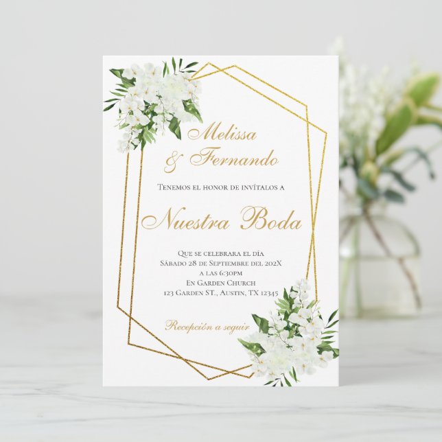 Elegant Spanish Wedding Invitation (Debout devant)