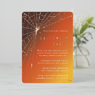 Elegant Spider Web Halloween Foil Invitation