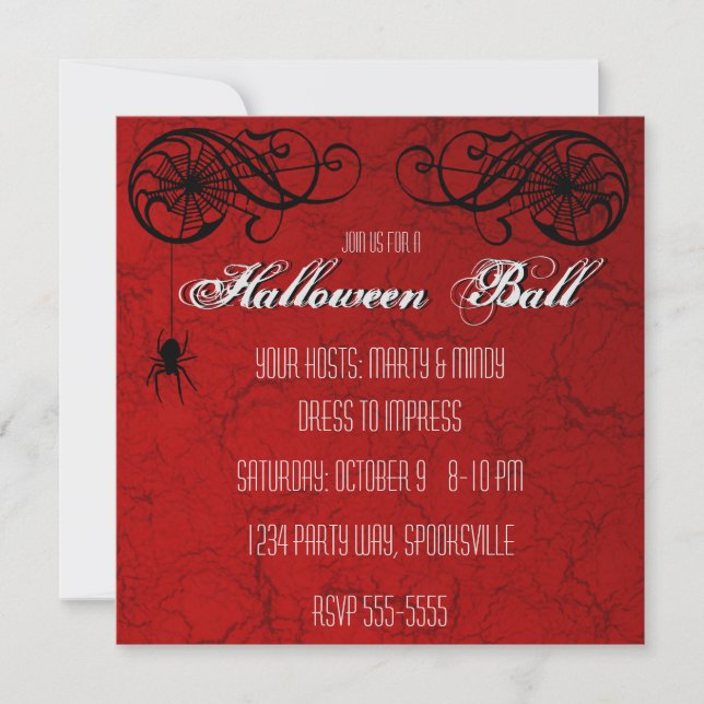 Elégant Spiderweb Halloween Ball Party Invitation (Devant)