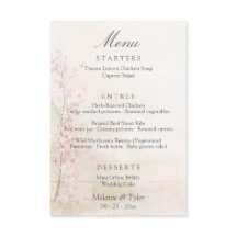 Elegant Spring Botanical Wedding Menu Card