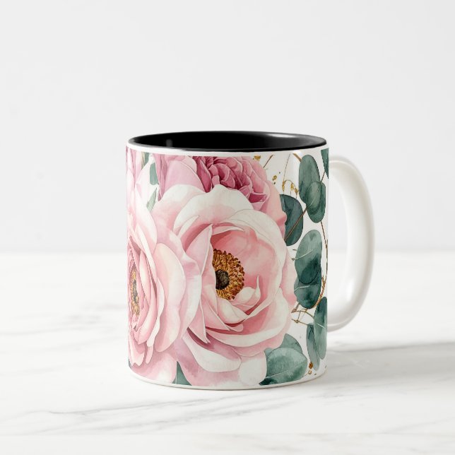 Elegant Spring Watercolor Floral Coffee Mug (Devant droit)