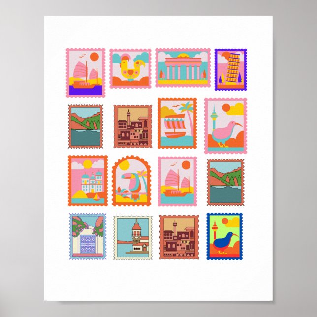 ELEGANT STAMPS ART Poster (Devant)